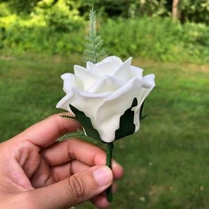 Artificial Wedding Flowers, Ivory Rose Buttonhole